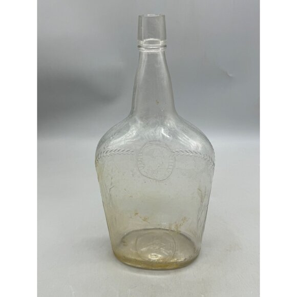 Vintage W.A. Gaines & Co. Old Crow Glass Bottle With Embossed Design - Picture 3 of 6